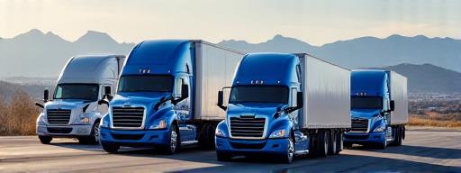 Transportation logistics fleet with Denver cityscape